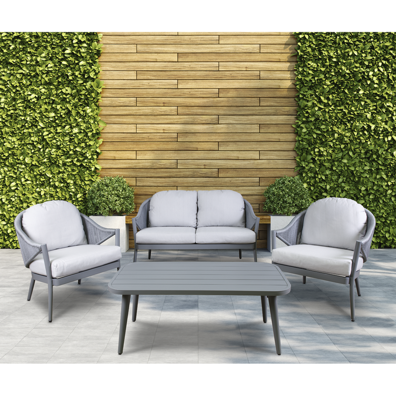 Dellonda DG59 Echo Aluminium Outdoor Sofa, Chair & Coffee Table Set 4pc - additional view 2