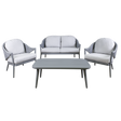 Dellonda DG59 Echo Aluminium Outdoor Sofa, Chair & Coffee Table Set 4pc