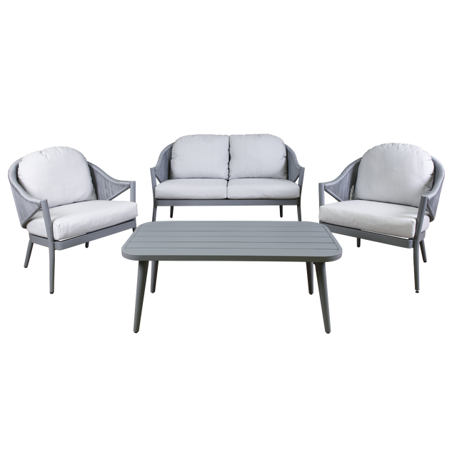 Dellonda DG59 Echo Aluminium Outdoor Sofa, Chair & Coffee Table Set 4pc