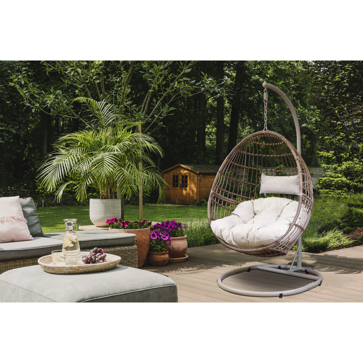 Dellonda DG60 Single Swinging Egg Chair with Cushion - additional view 4