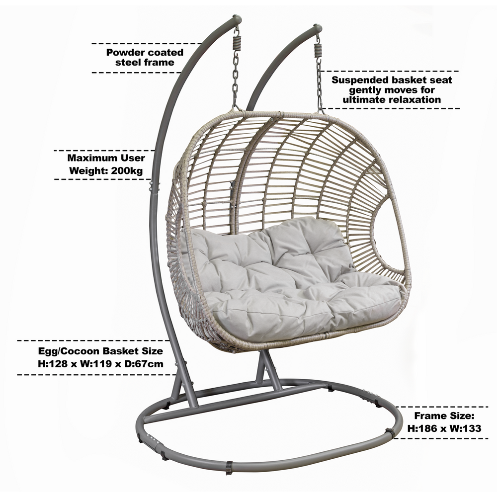 Dellonda DG61 Double Swinging Egg Chair with Cushion - additional view 6