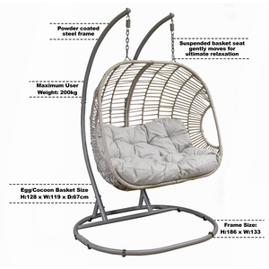 Dellonda DG61 Double Swinging Egg Chair with Cushion - additional view 6
