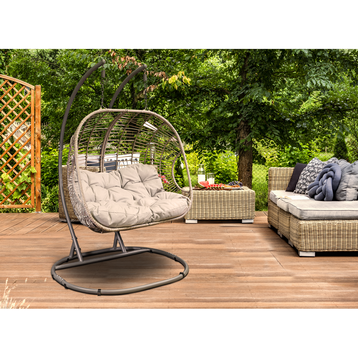 Dellonda DG61 Double Swinging Egg Chair with Cushion - additional view 11