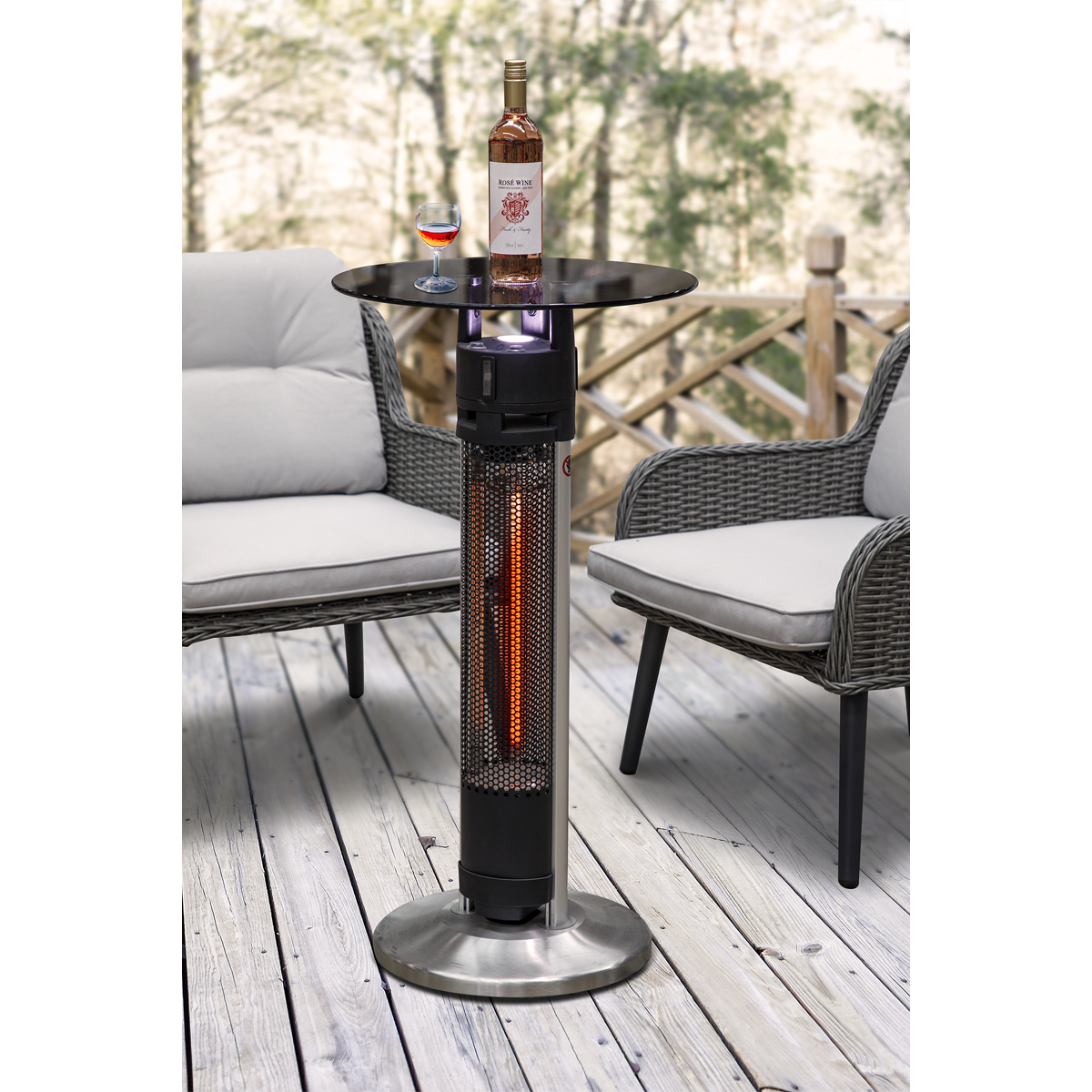 Dellonda DG63 Bistro Table with 1600W Heater, 95cm, Black/Stainless Steel - additional view 4