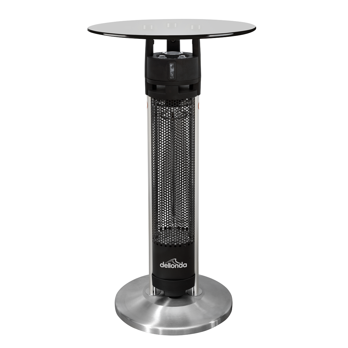 Dellonda DG63 Bistro Table with 1600W Heater, 95cm, Black/Stainless Steel