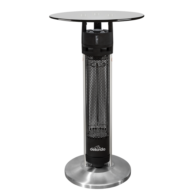 Dellonda DG63 Bistro Table with 1600W Heater, 95cm, Black/Stainless Steel