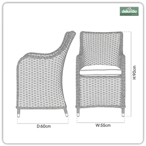 Dellonda DG64 Chester Rattan Wicker Outdoor Garden Dining Chairs 2pc - additional view 11