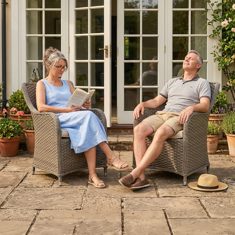 Dellonda DG64 Chester Rattan Wicker Outdoor Garden Dining Chairs 2pc - additional view 13