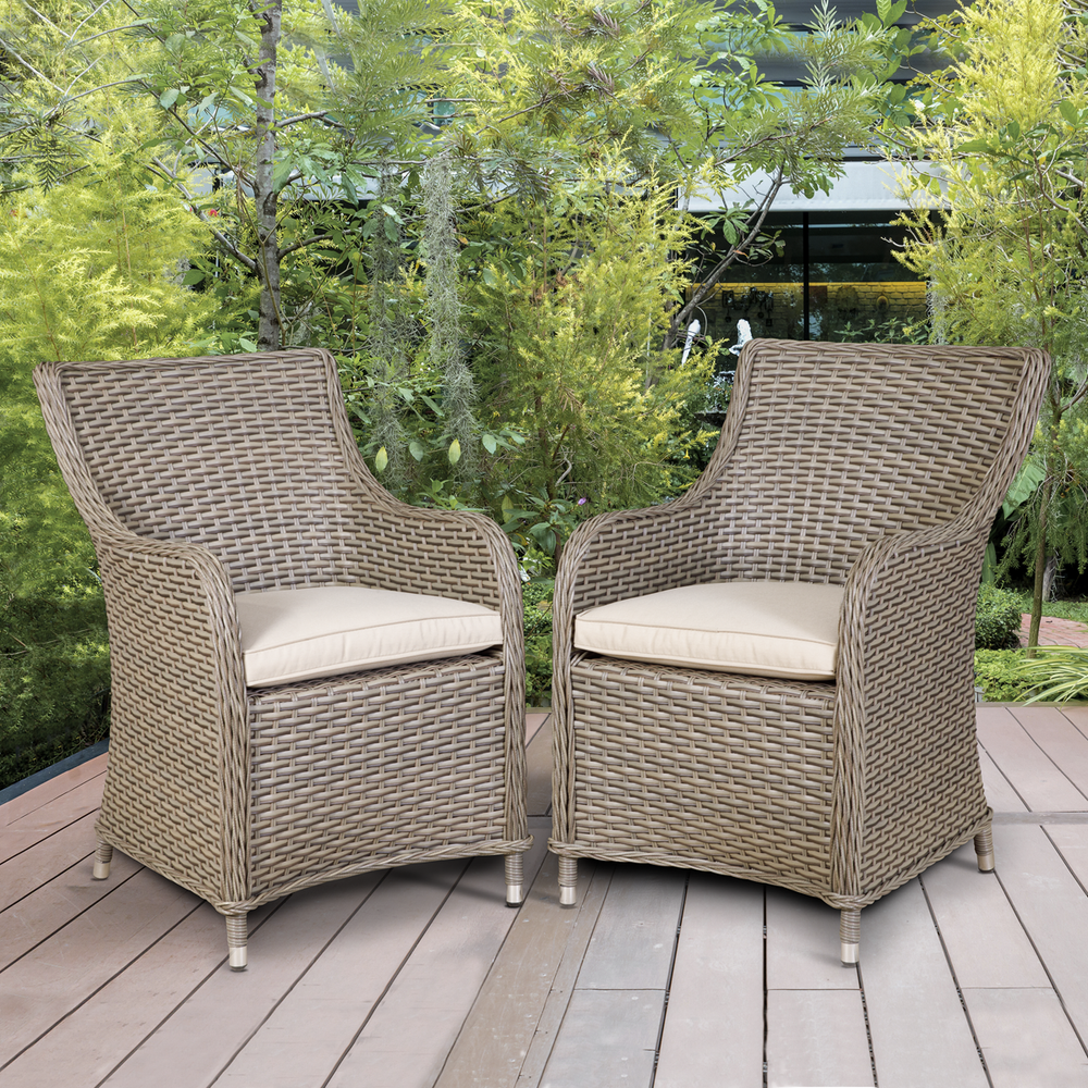 Dellonda DG64 Chester Rattan Wicker Outdoor Garden Dining Chairs 2pc - additional view 6