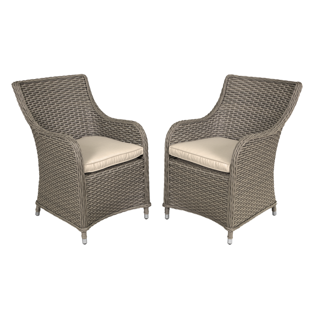 Dellonda DG64 Chester Rattan Wicker Outdoor Garden Dining Chairs 2pc