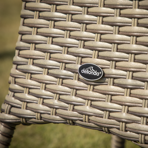 Dellonda DG65 Chester Rattan Wicker Round Outdoor Table with Tempered Glass Top - additional view 4