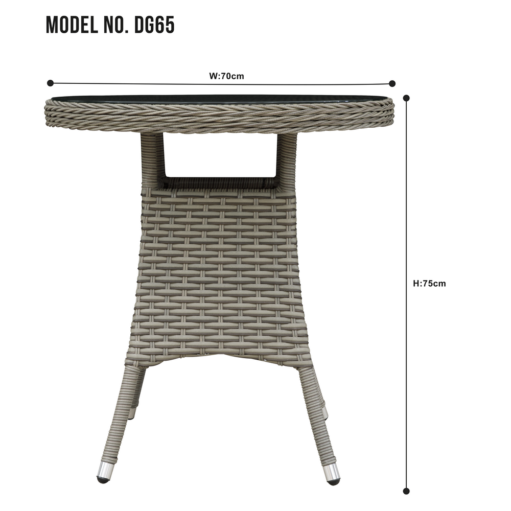 Dellonda DG65 Chester Rattan Wicker Round Outdoor Table with Tempered Glass Top - additional view 12