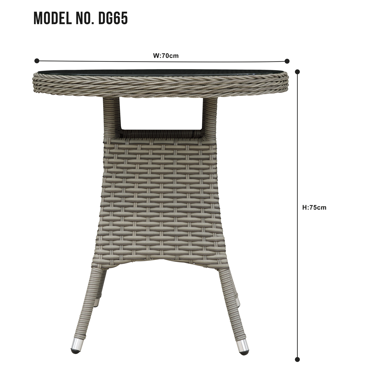 Dellonda DG65 Chester Rattan Wicker Round Outdoor Table with Tempered Glass Top - additional view 12