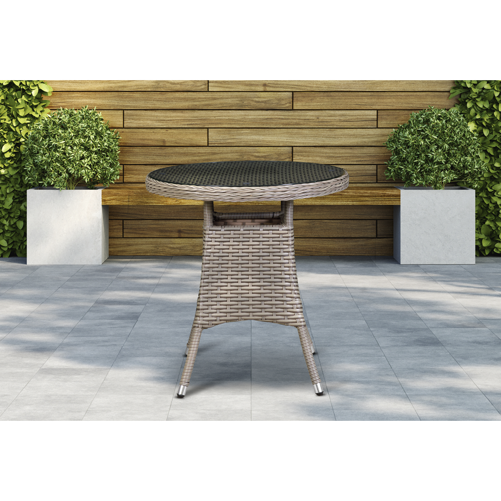 Dellonda DG65 Chester Rattan Wicker Round Outdoor Table with Tempered Glass Top - additional view 6