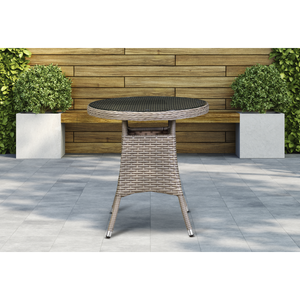 Dellonda DG65 Chester Rattan Wicker Round Outdoor Table with Tempered Glass Top - additional view 6