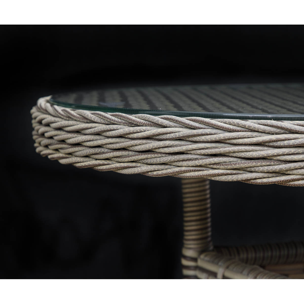Dellonda DG65 Chester Rattan Wicker Round Outdoor Table with Tempered Glass Top - additional view 8