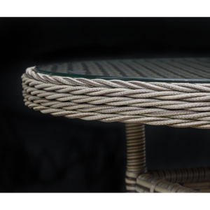 Dellonda DG65 Chester Rattan Wicker Round Outdoor Table with Tempered Glass Top - additional view 8