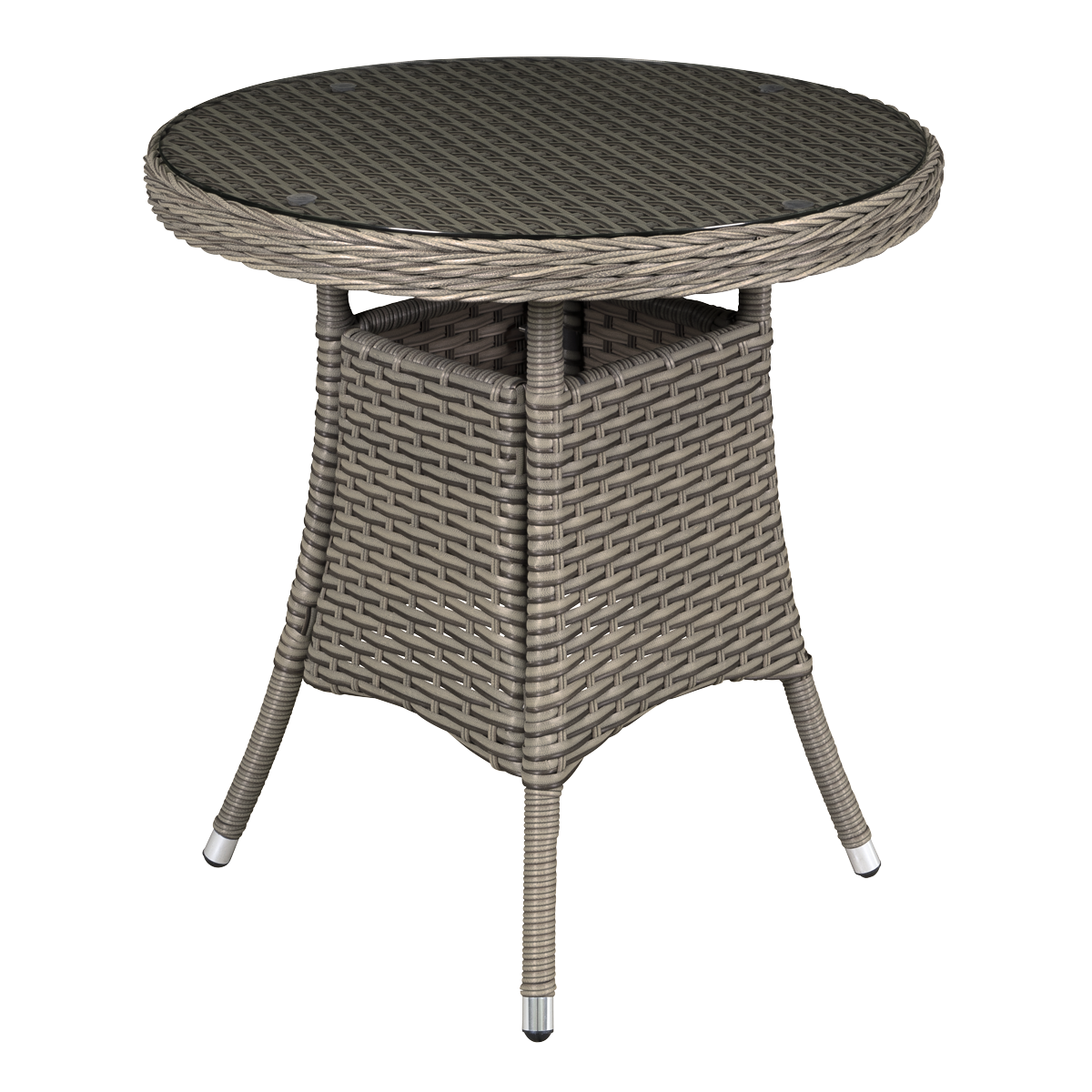 Dellonda DG65 Chester Rattan Wicker Round Outdoor Table with Tempered Glass Top
