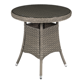 Dellonda DG65 Chester Rattan Wicker Round Outdoor Table with Tempered Glass Top
