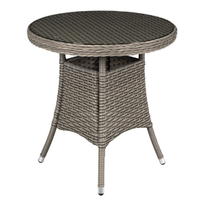 Dellonda DG65 Chester Rattan Wicker Round Outdoor Table with Tempered Glass Top