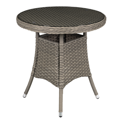 Dellonda DG65 Chester Rattan Wicker Round Outdoor Table with Tempered Glass Top
