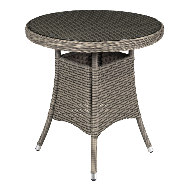 Dellonda DG65 Chester Rattan Wicker Round Outdoor Table with Tempered Glass Top