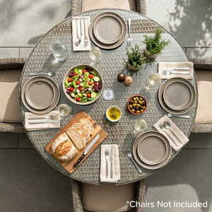 Dellonda DG66 Chester Rattan Wicker Round Outdoor Dining Table with Tempered Glass Top - additional view 8