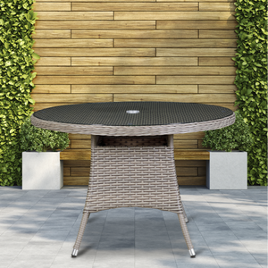 Dellonda DG66 Chester Rattan Wicker Round Outdoor Dining Table with Tempered Glass Top - additional view 6