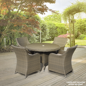Dellonda DG66 Chester Rattan Wicker Round Outdoor Dining Table with Tempered Glass Top - additional view 7