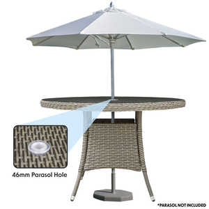 Dellonda DG66 Chester Rattan Wicker Round Outdoor Dining Table with Tempered Glass Top - additional view 4