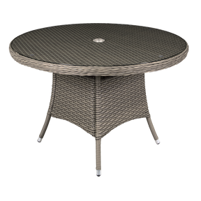 Dellonda DG66 Chester Rattan Wicker Round Outdoor Dining Table with Tempered Glass Top