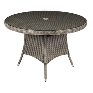 Dellonda DG66 Chester Rattan Wicker Round Outdoor Dining Table with Tempered Glass Top