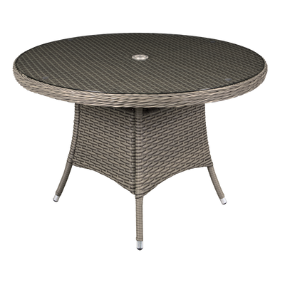 Dellonda DG66 Chester Rattan Wicker Round Outdoor Dining Table with Tempered Glass Top