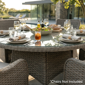 Dellonda DG67 Chester Rattan Wicker Round Outdoor Dining Table with Tempered Glass Top - additional view 9