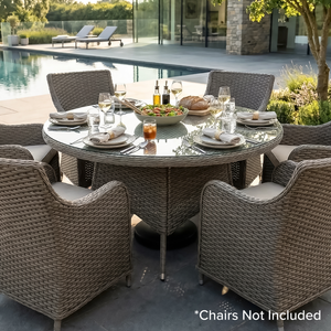 Dellonda DG67 Chester Rattan Wicker Round Outdoor Dining Table with Tempered Glass Top - additional view 10
