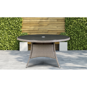 Dellonda DG67 Chester Rattan Wicker Round Outdoor Dining Table with Tempered Glass Top - additional view 3