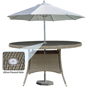 Dellonda DG67 Chester Rattan Wicker Round Outdoor Dining Table with Tempered Glass Top - additional view 5