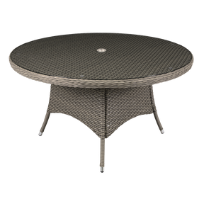 Dellonda DG67 Chester Rattan Wicker Round Outdoor Dining Table with Tempered Glass Top