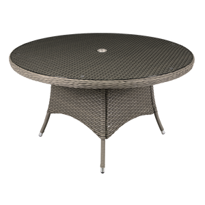 Dellonda DG67 Chester Rattan Wicker Round Outdoor Dining Table with Tempered Glass Top