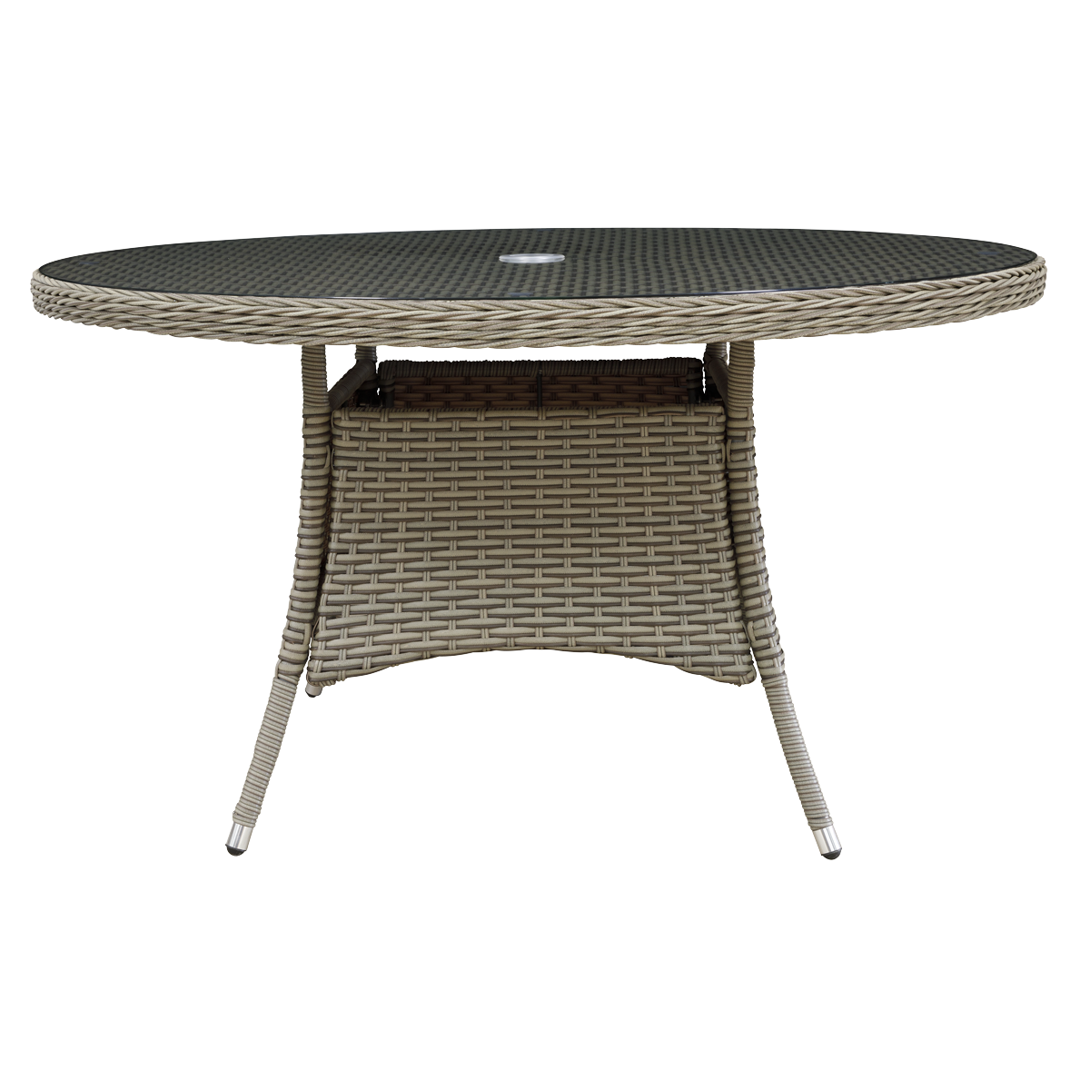 Dellonda DG67 Chester Rattan Wicker Round Outdoor Dining Table with Tempered Glass Top - additional view 2