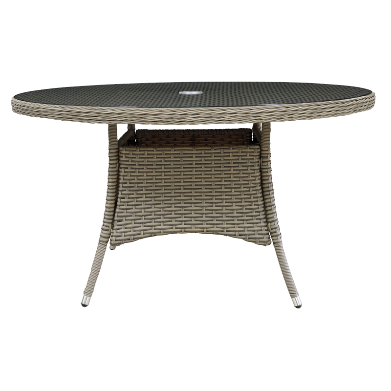 Dellonda DG67 Chester Rattan Wicker Round Outdoor Dining Table with Tempered Glass Top - additional view 2
