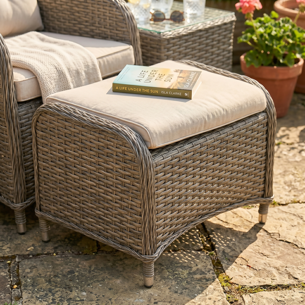 Dellonda DG68 Chester Rattan Wicker Outdoor Recliner Loungers & Table Set 5pc - additional view 14