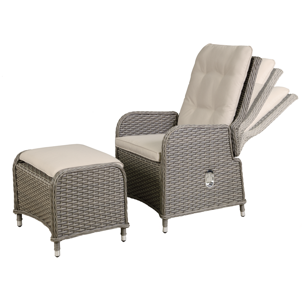 Dellonda DG68 Chester Rattan Wicker Outdoor Recliner Loungers & Table Set 5pc - additional view 9