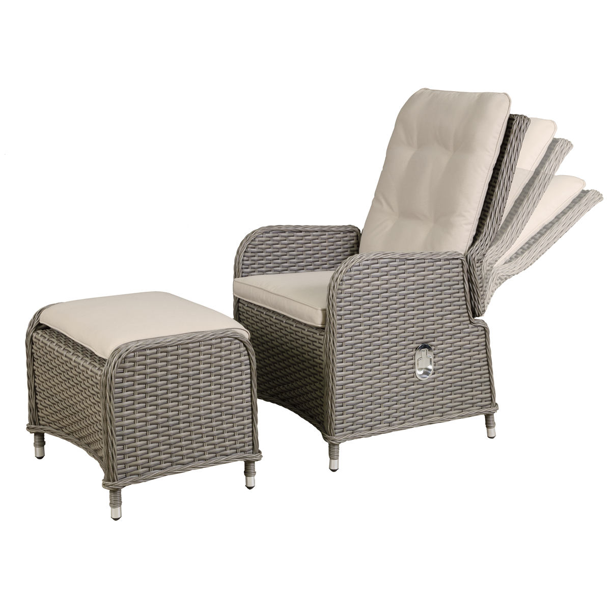Dellonda DG68 Chester Rattan Wicker Outdoor Recliner Loungers & Table Set 5pc - additional view 9