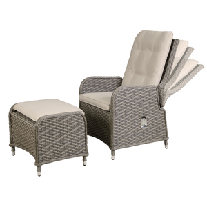 Dellonda DG68 Chester Rattan Wicker Outdoor Recliner Loungers & Table Set 5pc - additional view 9