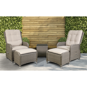 Dellonda DG68 Chester Rattan Wicker Outdoor Recliner Loungers & Table Set 5pc - additional view 4