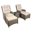 Dellonda DG68 Chester Rattan Wicker Outdoor Recliner Loungers & Table Set 5pc