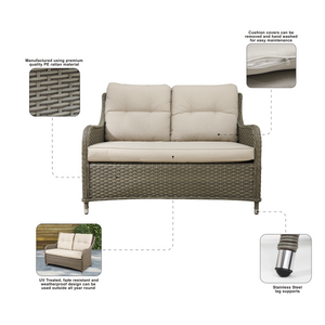Dellonda DG70 Chester Rattan Wicker Outdoor 2-Seater Sofa - additional view 7