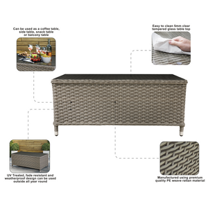Dellonda DG71 Chester Rattan Wicker Outdoor Balcony Table with Tempered Glass Top - additional view 5