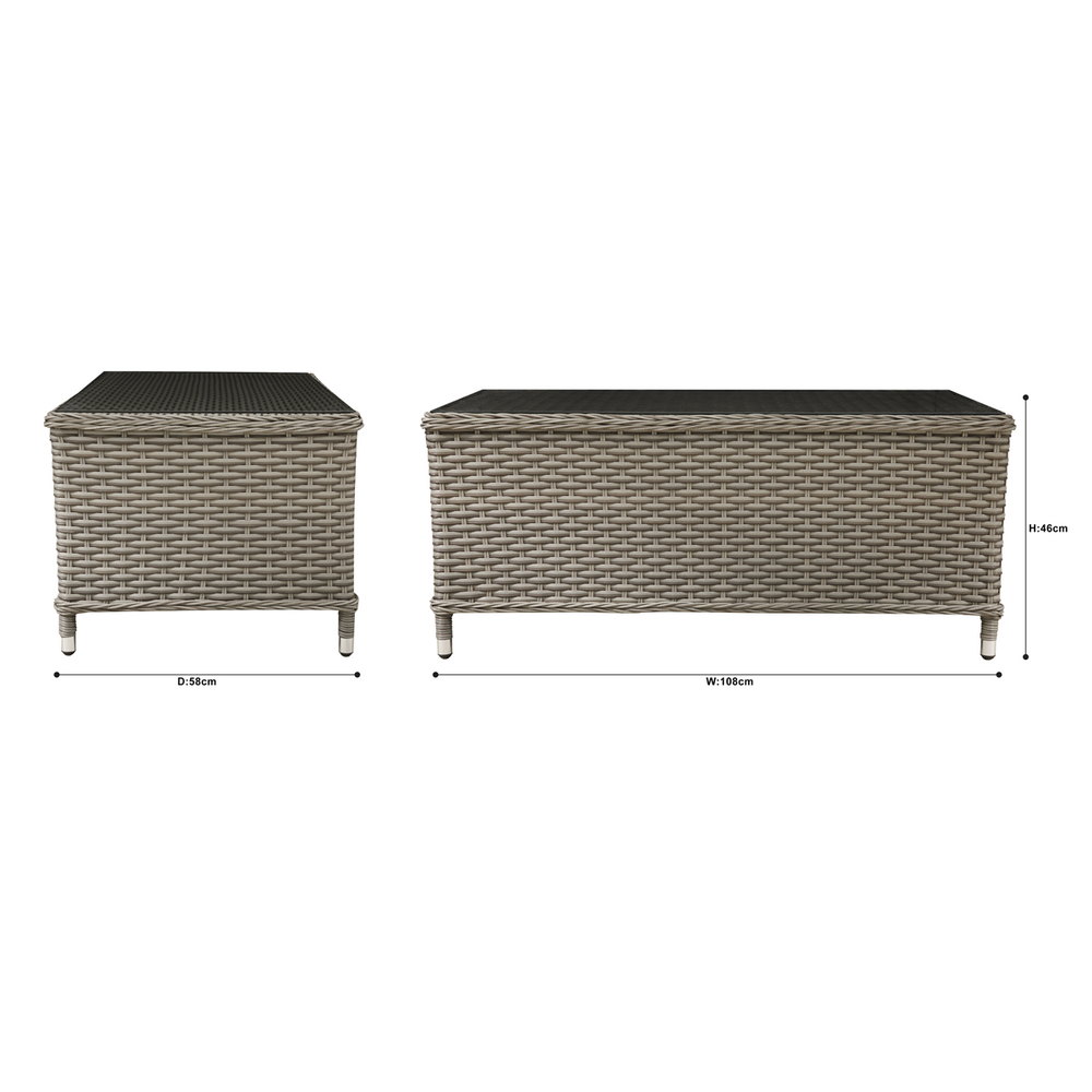 Dellonda DG71 Chester Rattan Wicker Outdoor Balcony Table with Tempered Glass Top - additional view 6